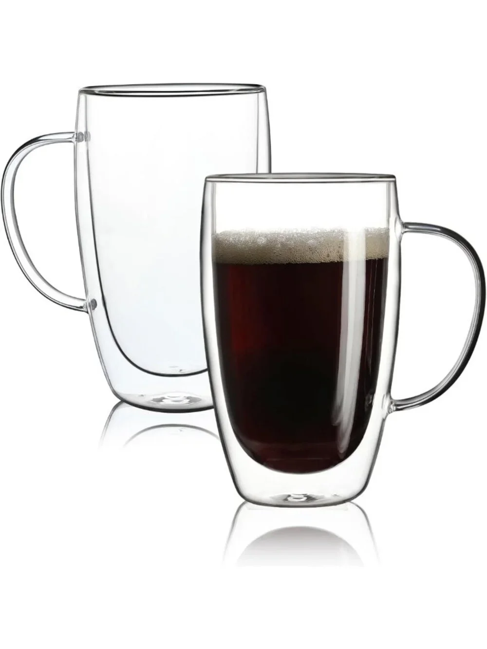 Double Walled Glass Coffee Mugs - 15oz Insulated Cups for Tea & Cappuccino